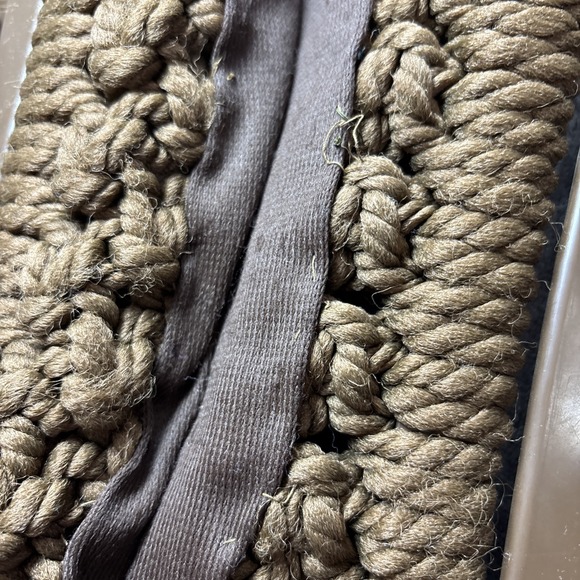 Vintage‎ Macrame Woven Purse Brown Oversized Handles 60s 70s Retro Hippie Boho - Picture 5 of 16